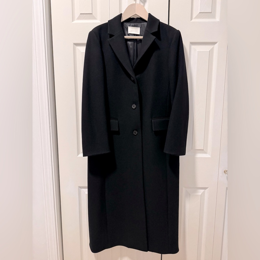 Havec Wool and Cashmere Tailored Long Coat in Black - Picture 7 of 9